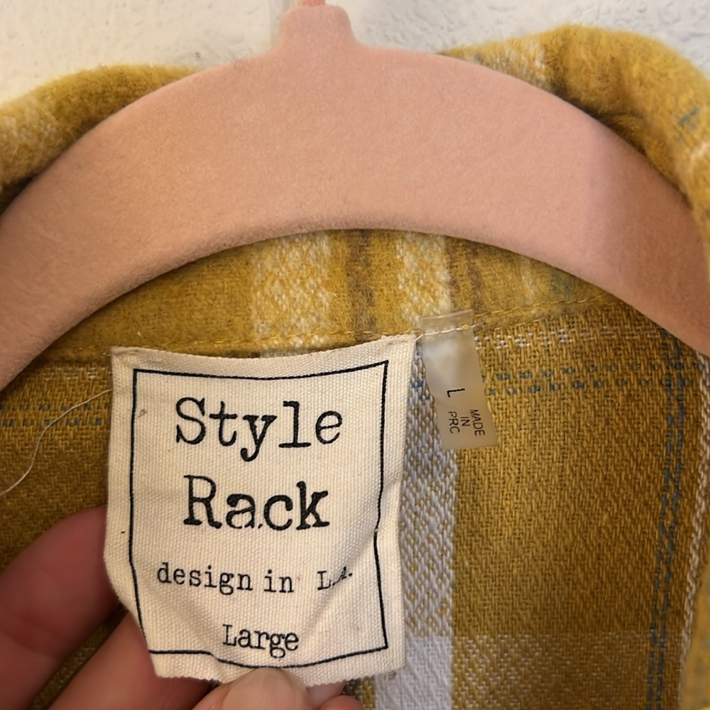 Style Rack Yellow/Brown Oversized Flannel - Large - Picture 2 of 6